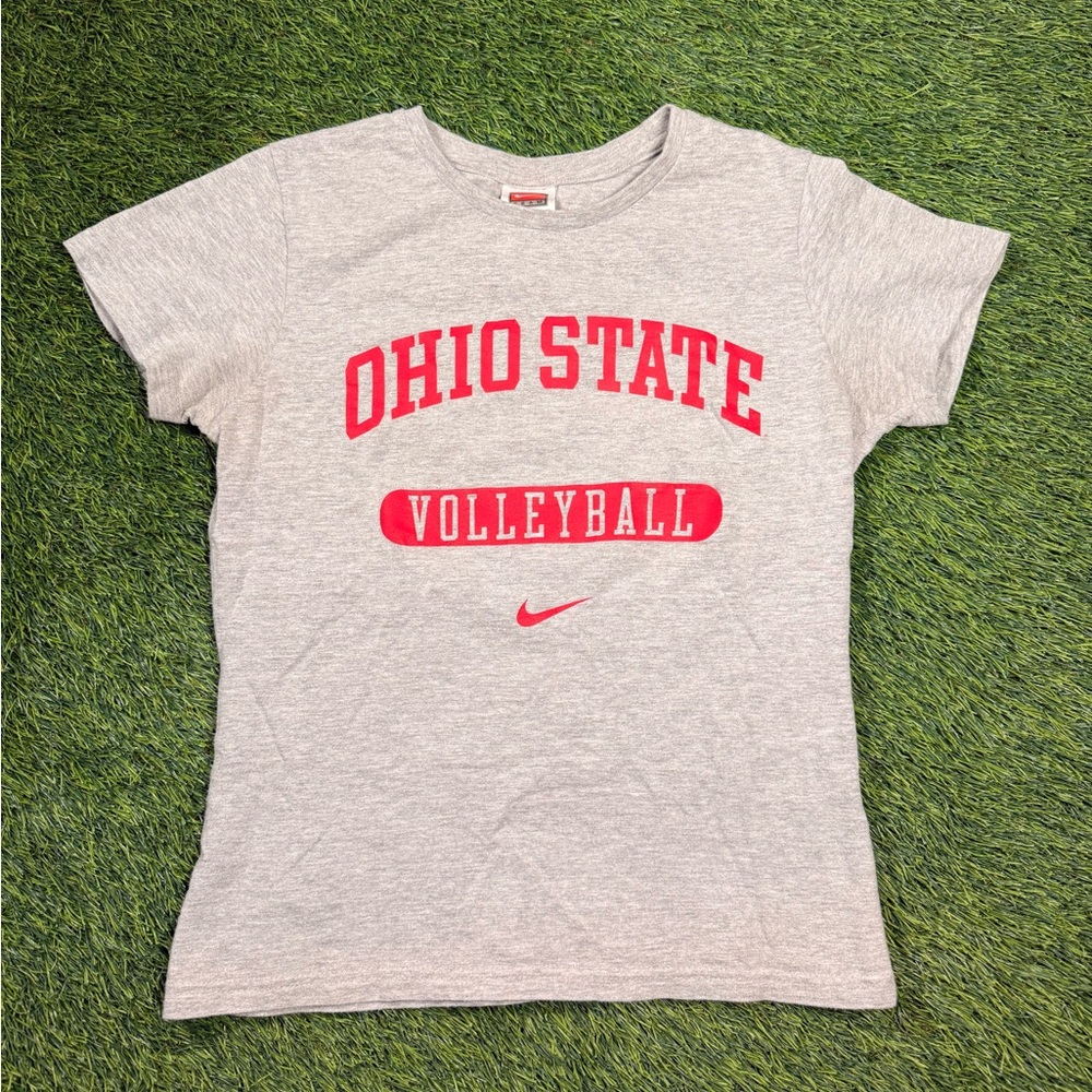 Y2K Nike Team Ohio State Volleyball T Shirt Women’s Small Gray Made in Korea